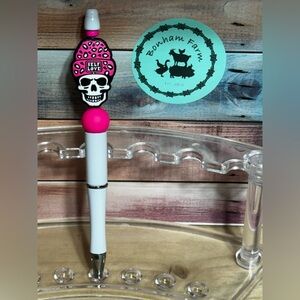 Pink and White Skull Pen